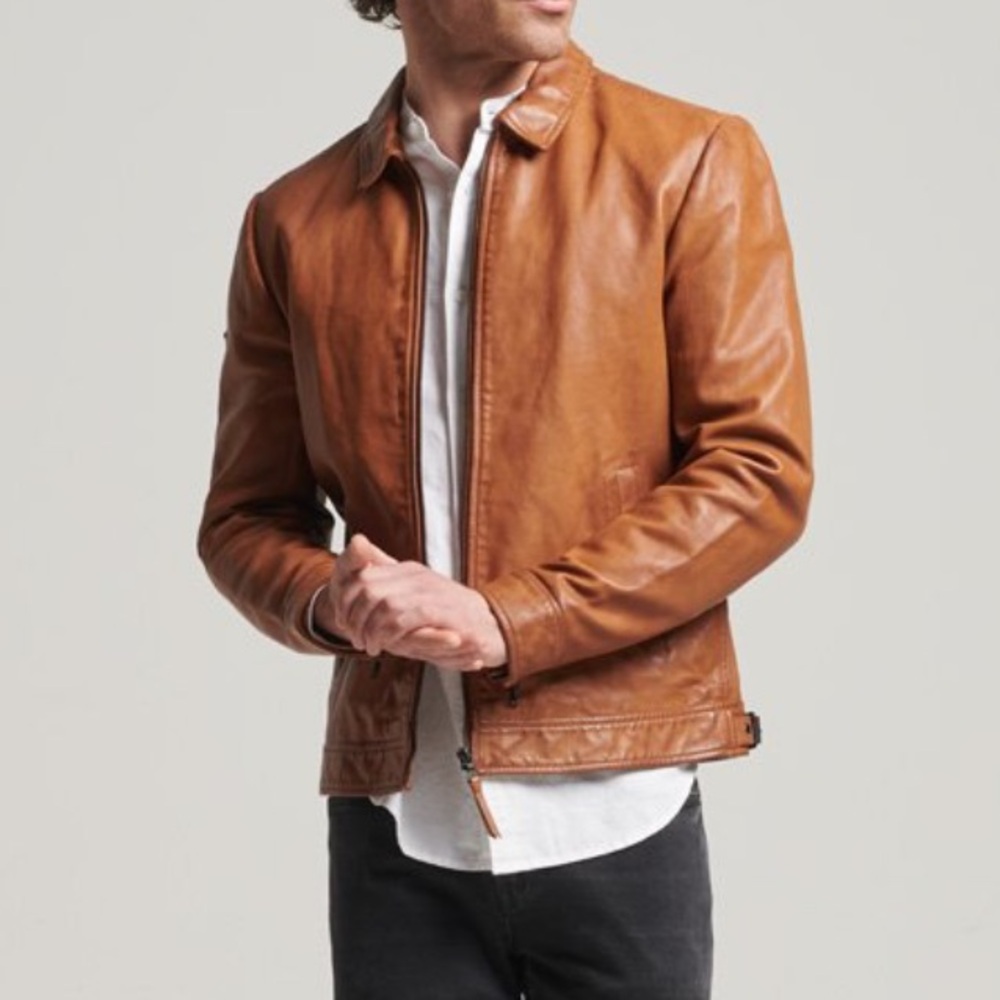Rare Superdry Studios Coach Leather Jacket